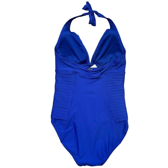 Calvin Klein Royal Blue One Piece Bathing Suit Pleated Sides Size 6 Womens - Picture 7 of 11